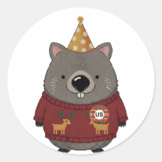 アグリーセーターのクリスマスウォンバットステッカーシート ラウンドシール