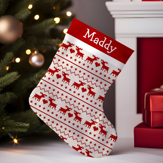 アグリーセーターの鹿のモノグラム スモールクリスマスストッキング