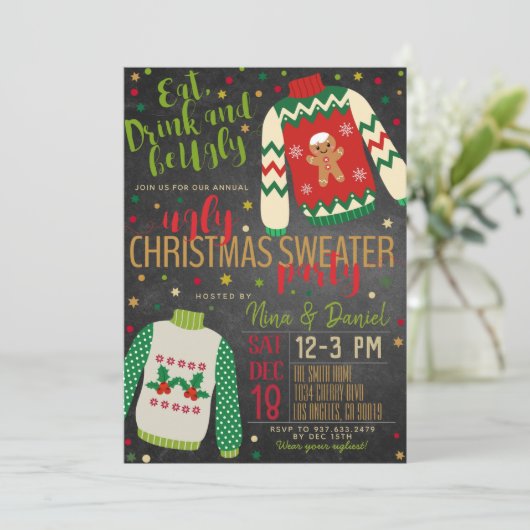 アグリーセータークリスマスパーティの招待状 招待状 (スタンド正面)