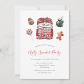 アグリーセータークリスマスパーティーウォーターカラーフランネル  招待状 (正面)