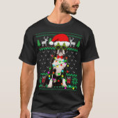 アグリーセータークリスマスライトボストンテリアドッグP Tシャツ (正面)