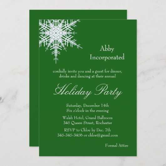 アグリーンホリデーオフセットスノーフレーク招待状 招待状 (正面/裏面)