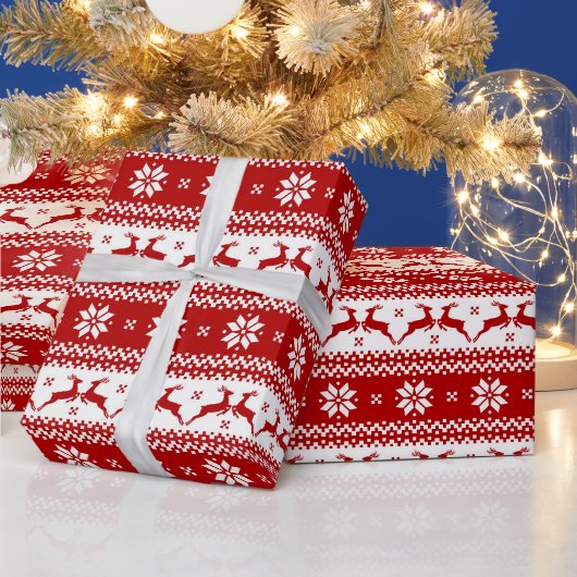アグレスト・クリスマス・トナカイと雪の結晶 ラッピングペーパー (クリスマス)