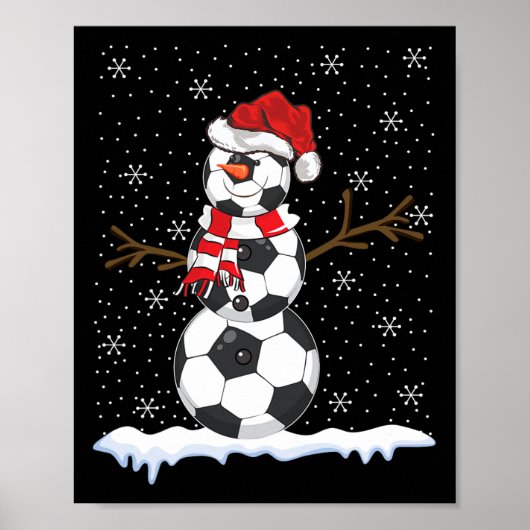 アグレッシブなセーター風 スノーマン サッカー ビル クリスマス ポスター (正面)