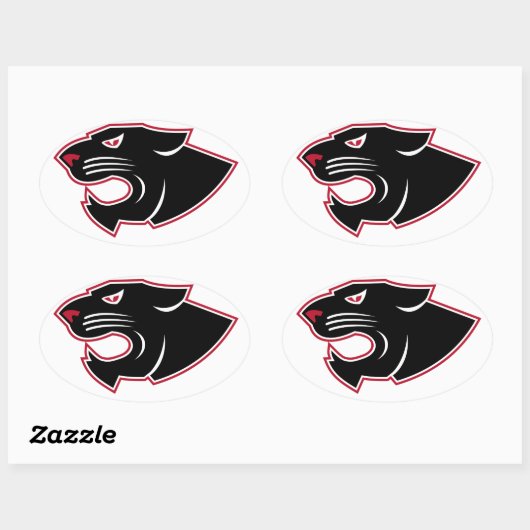 アグレッシブなヒョウの頭アイコン 楕円形シール (シート)