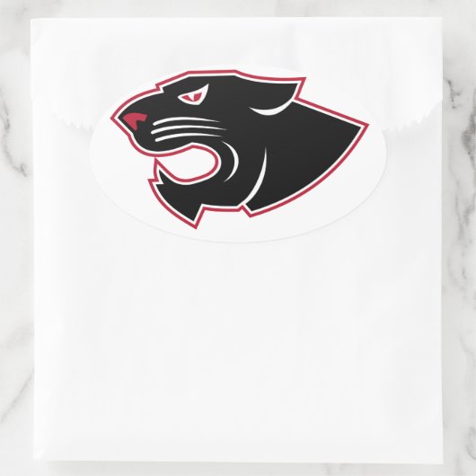 アグレッシブなヒョウの頭アイコン 楕円形シール (バッグ)