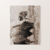 アグレッシブバイソンとブラックウルフ ジグソーパズル (縦)