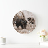 アグレッシブバイソンと黒狼 ラージ壁時計 (ホーム)