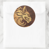 アグレッシブ・ラフ・ストーンの部族ウルフ・グラフィック ラウンドシール (バッグ)