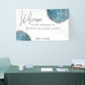 アゲイト青バラ金ゴールド結婚書道 横断幕 (トレードショー)