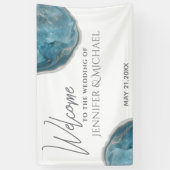 アゲイト青バラ金ゴールド結婚書道 横断幕 (縦)