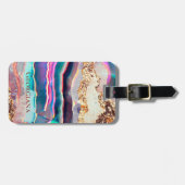 アゲエレガントテフェイクマーブルレインボーパターンカスタム ラゲッジタグ (正面横)