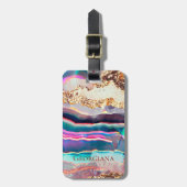 アゲエレガントテフェイクマーブルレインボーパターンカスタム ラゲッジタグ (正面縦)