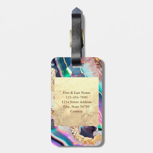 アゲエレガントテフェイクマーブルレインボーパターンカスタム ラゲッジタグ (裏面縦)