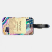 アゲエレガントテフェイクマーブルレインボーパターンカスタム ラゲッジタグ (裏面横)
