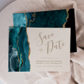 アゲエレガントートティール(緑がかった色)金ゴールドアイボリー日付の保存 招待状