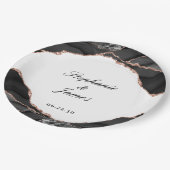 アゲエレガントート白黒バラゴールドフォイル結婚ズ ペーパープレート (アングル)