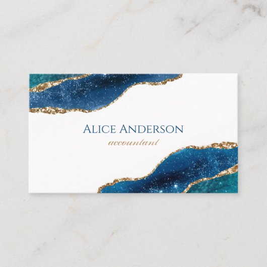 アゲエレガントート銀河系ブルー金ゴールド会計士業務 名刺 (正面)