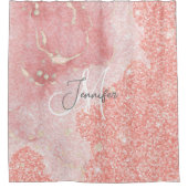 アゲガーリーートピンクグリッター赤面モノグラム シャワーカーテン (正面)