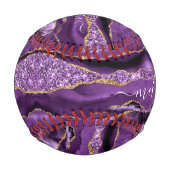 アゲットパープルバイオレット金ゴールドグリッターゲードユアネーム 野球ボール (裏面)