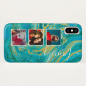 アゲテエレガントグリーンブルー&金ゴールド大理石フォト Case-Mate iPhoneケース (裏面(横))