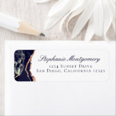 アゲテエレガントネイビーブルーバラゴールドフォイルアドレス ラベル (インサイチュ)