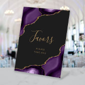 アゲテエレガントパープル金ゴールドダーク結婚式の引き出物 台座サイン