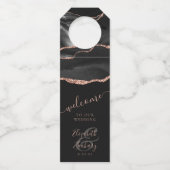 アゲテエレガントブラックバラ金ゴールドダーク結婚の歓迎 ボトルネックタグ (正面)