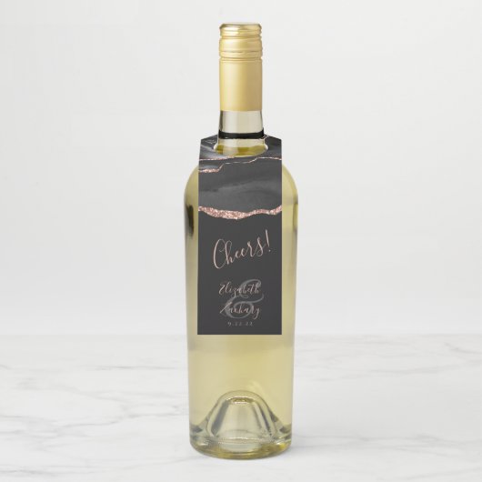 アゲテエレガントブラックバラ金ゴールドダーク結婚ズ応援 ボトルネックタグ (ボトル)