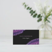 アゲテエレガントブラックパープルデザイナー 名刺 (スタンド正面)
