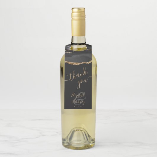 アゲテエレガントブラック金ゴールドダーク結婚ズ・サンキュー ボトルネックタグ (ボトル)