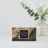 アゲテエレガントブラック&金ゴールドマーブル美しいサロン部 名刺 (スタンド正面)