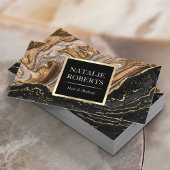 アゲテエレガントブラック&金ゴールドマーブル美しいサロン部 名刺