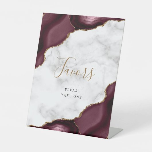 アゲテエレガントブルゴーニュ金ゴールド大理石結婚式の引き出物 台座サイン (正面)