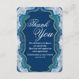 アゲテエレガントブルーかわいらしティール（緑がかった色）エッジパターン サンキューカード