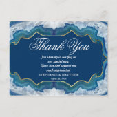 アゲテエレガントブルーかわいらしティール(緑がかった色)エッジパターン ポストカード (正面)