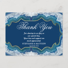 アゲテエレガントブルーかわいらしティール（緑がかった色）エッジパターン ポストカード