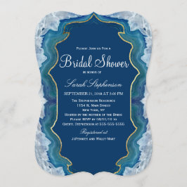 アゲテエレガントブルーかわいらしティール（緑がかった色）エッジパターン 招待状