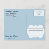 アゲテエレガントブルーかわいらしティール（緑がかった色）エッジパターン 案内ポストカード (裏面)