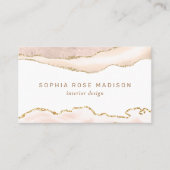 アゲテエレガントマーブルウォーターカラーコーラル金ゴールド 名刺 (正面)