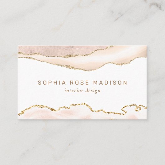 アゲテエレガントマーブルウォーターカラーコーラル金ゴールド 名刺 (正面)