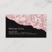 アゲテエレガントメイクアップアーティストバラ金ゴールドピンクグリッター 名刺 (裏面)