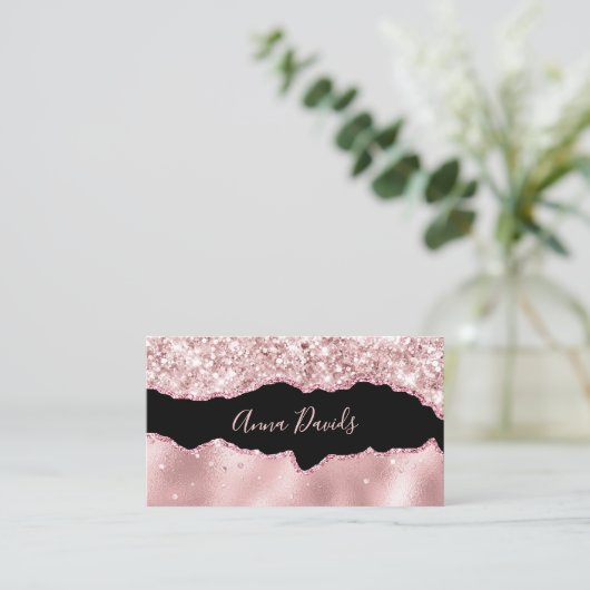 アゲテエレガントメイクアップアーティストバラ金ゴールドピンクグリッター 名刺 (スタンド正面)