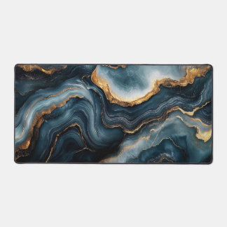アゲテグードと金ゴールドとネイビーブルーマーブル デスクマット
