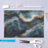 アゲテグード金ゴールドネイビーブルーマーブルデコップページ 薄葉紙 (クラフト)