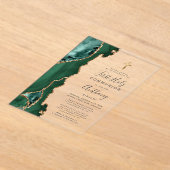 アゲテゲードグリーン金ゴールドファーストホーリーコミュニオン アクリル招待状 (レイダウン)