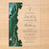 アゲテゲードグリーン金ゴールドファーストホーリーコミュニオン アクリル招待状 (正面)