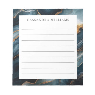 アゲテゲード金ゴールドとネイビーブルー大理石が並ぶ ノートパッド