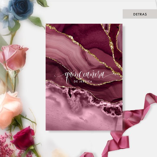 アゲテスペインのブルゴーニュ、ベリーフローラキンセアニラ 招待状