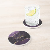 アゲテパーソナライズされたゲードパープル金ゴールド砂岩 コースター (側面)